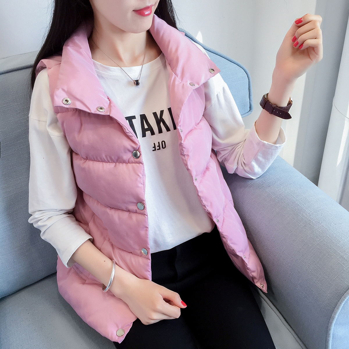 2018 mới xuống áo vest cotton mùa đông dày của phụ nữ mùa thu đông áo kiểu trung niên hàn quốc