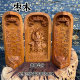 Taoist exquisitely carved jujube wood Nine Heavens Yingyuan Thunder Universalization Tianzun three-open jujube wood statue Lei Zu ornaments portable god