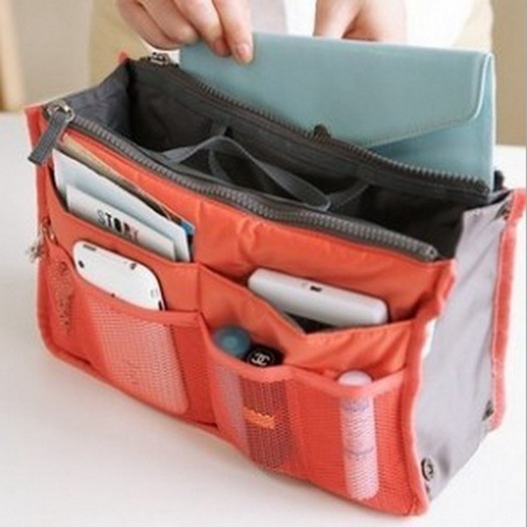 Korean version of the portable double zipper cosmetic bag