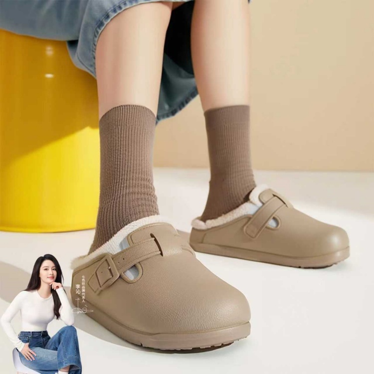 七色纺勃肯毛毛拖鞋女士2025冬季防滑防臭保暖情侣棉拖鞋男可外穿