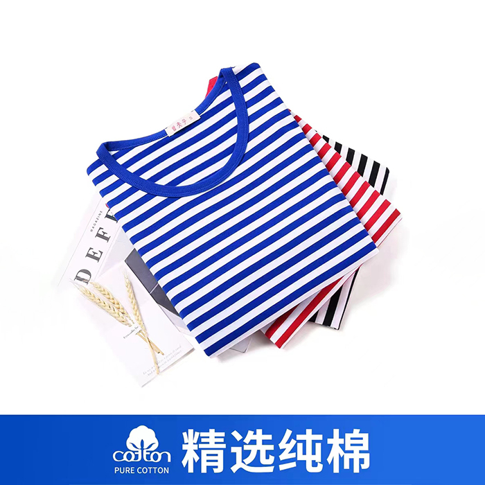 Nautical Shirt for Women, Summer Pure Cotton Blue Short-Sleeve Couple Outfit, Blue and White Striped Loose Sailor-Style T-Shirt