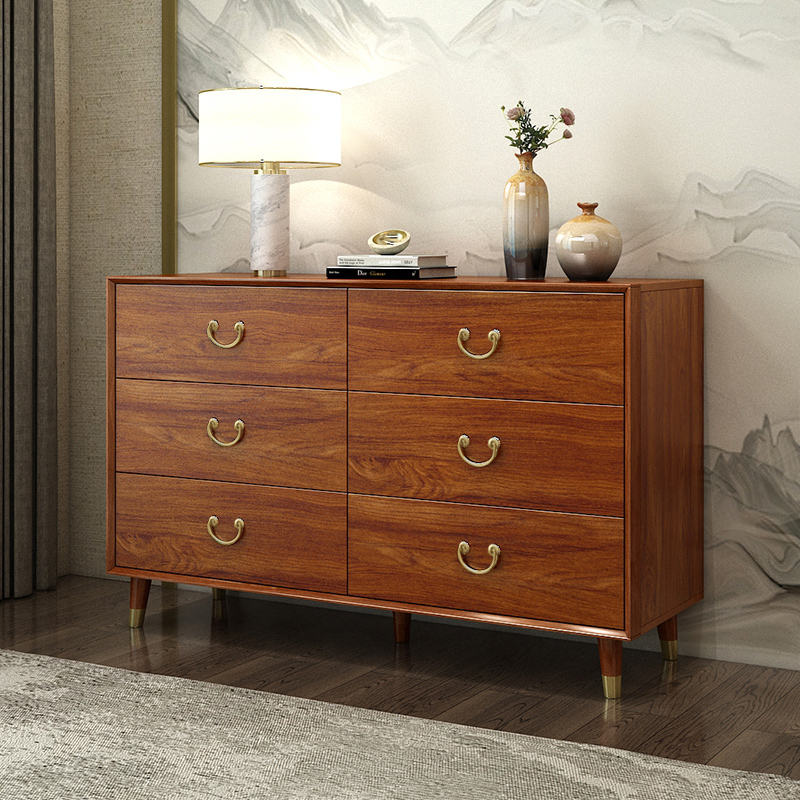 New Chinese style chest of drawers bedroom solid wood frame household storage cabinet six seven eight drawers living room drawer storage box cabinet