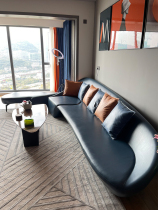 New Hotel Lobby Office Nordic GRP Genuine Leather Moon Sofa Corner Bench Casual Chair Furniture Custom
