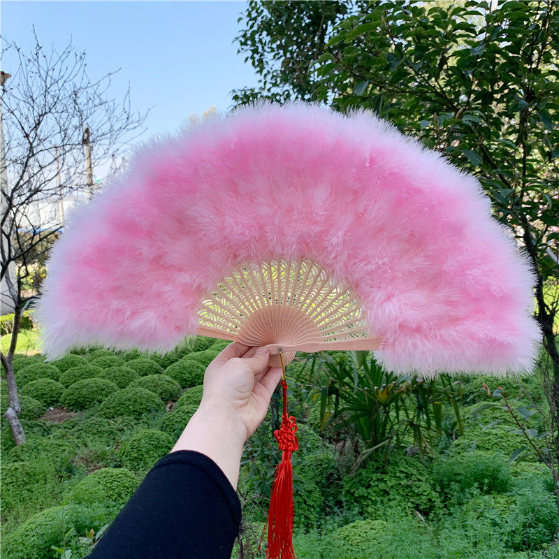 Pink Princess Fan Six Performing Stage Performing Feather Fan Feather Fan Lolita Fan Fan