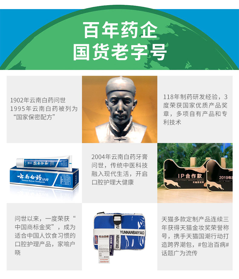 云南白药 地球日低碳包装 益生菌抑菌除臭牙膏 4支 图8