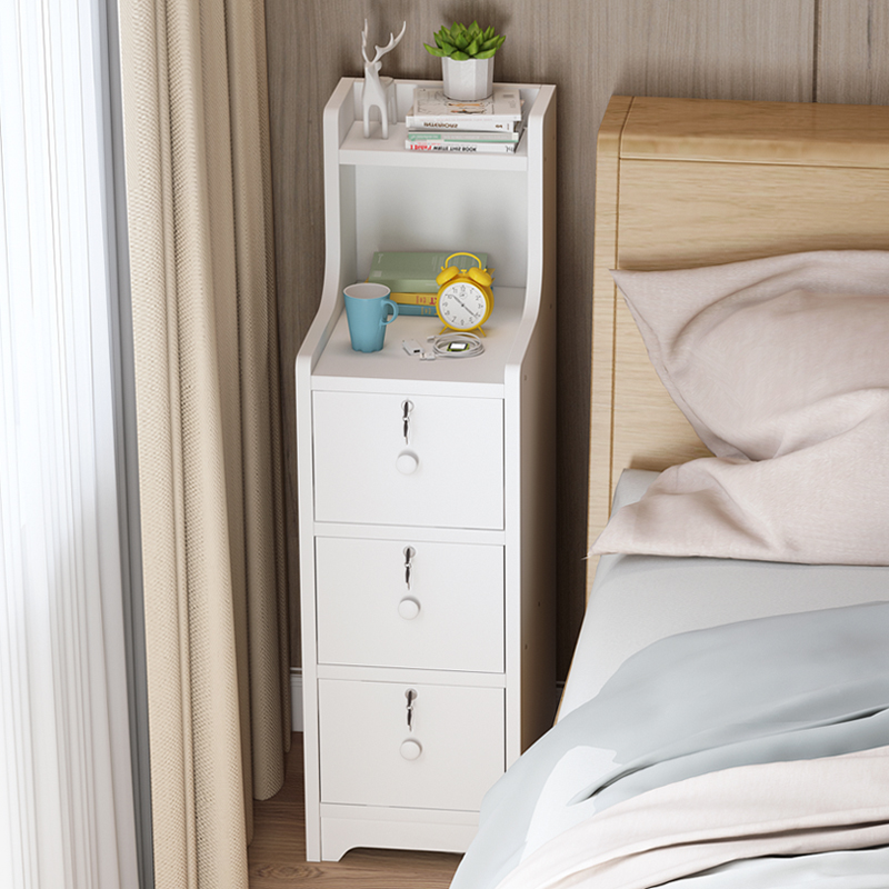 Bedside table ultra narrow 20 25 30cm storage cabinet simple modern small mini bedroom with lock three-draw bed sideboard