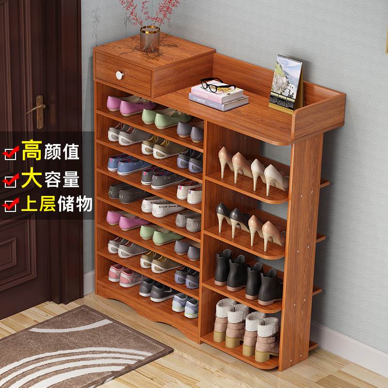 Shoe rack Multi-layer simple modern economical simple household wooden shoe cabinet Multi-function door shoe rack saves space