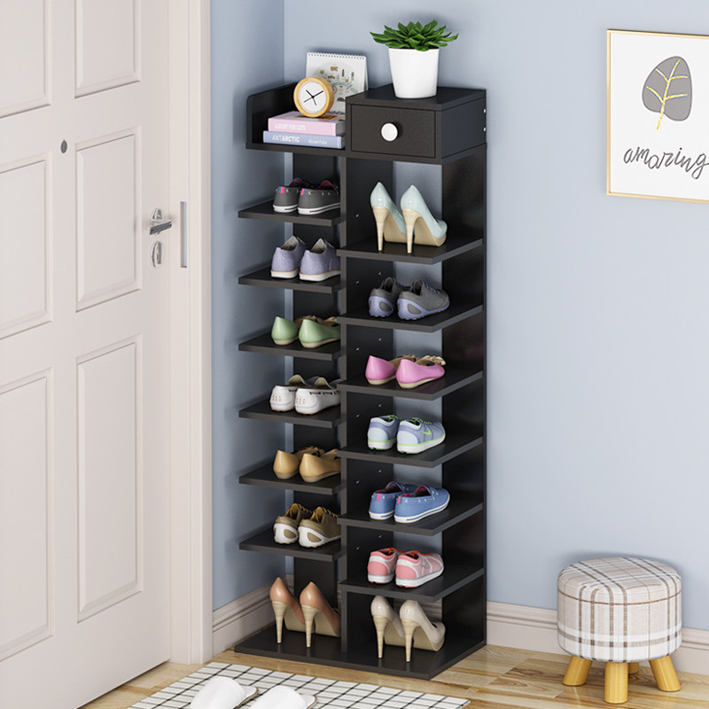 Shoe rack multi-layer shoe cabinet home door simple storage solid wood door economical dust-proof large-capacity rack