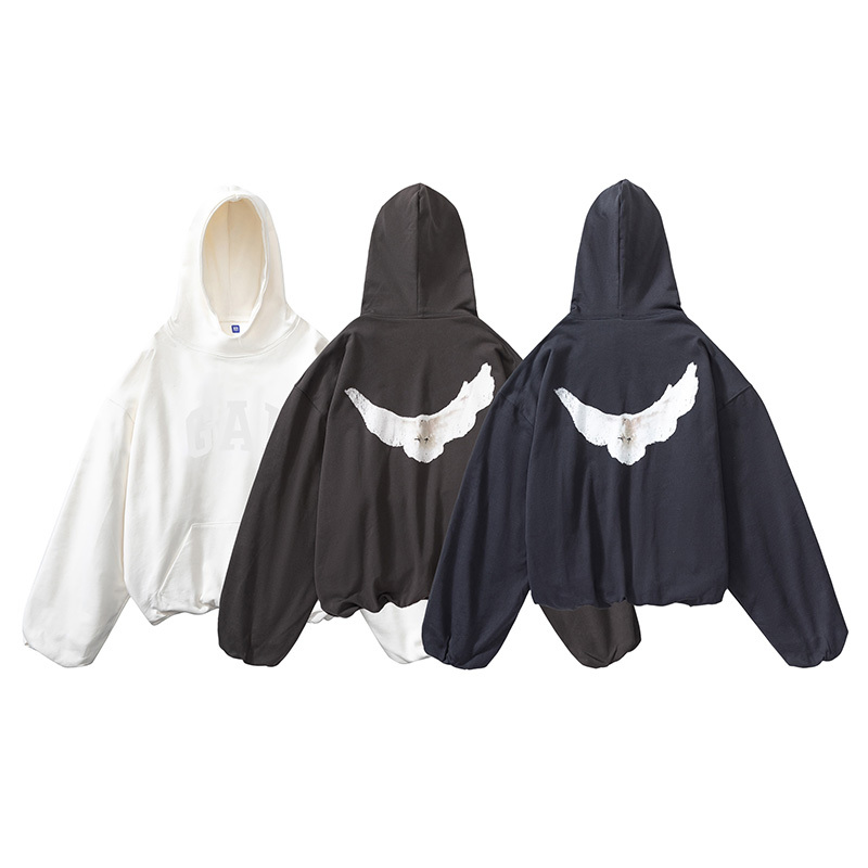 Yeezy Three-Party Collaboration Kanye Peace Dove Same Style Sweatshirt Heavy Washed Vintage High Street Loose Hoodie Yeezy Three-Party Collaboration Kanye Peace Dove Same Style Sweatshirt Heavy Washed Vintage High Street Loose Hoodie