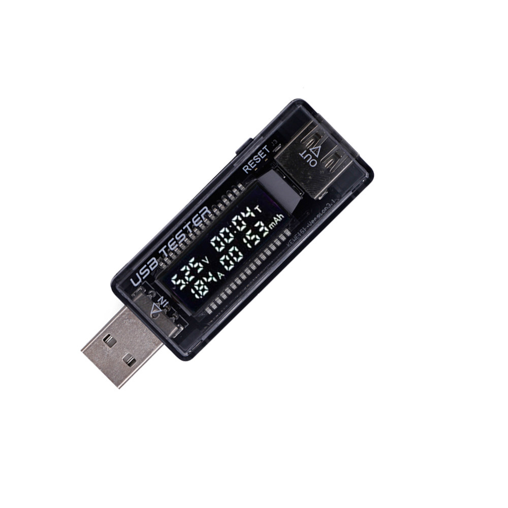 Тестеры аккумуляторов dc4-5v12v20v usb电流电压电池容量测试仪lcd显示屏黑色外壳0-3a
