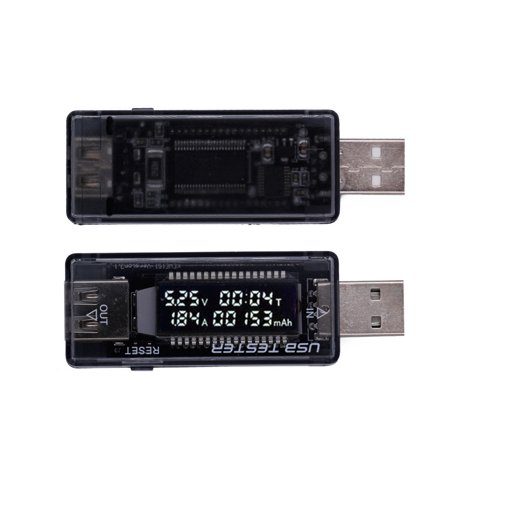 Тестеры аккумуляторов dc4-5v12v20v usb电流电压电池容量测试仪lcd显示屏黑色外壳0-3a