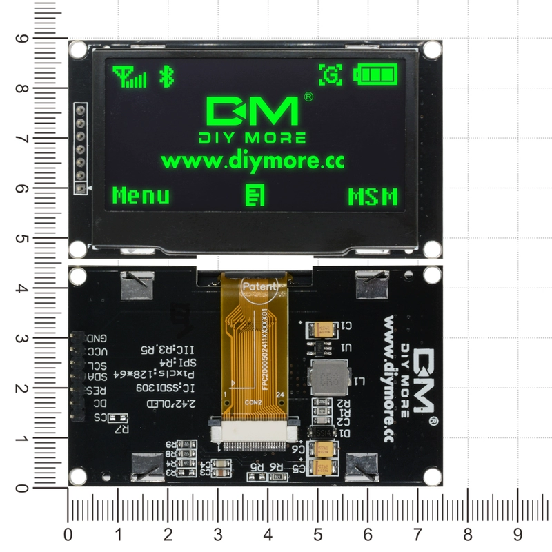 Màn Hình OLED 2.42 Inch Mô Đun Độ Phân Giải 128*64SPI Màn Hình LCD Màn Hình IC Nối Tiếp Giao Diện SSD1309 Lái Xe