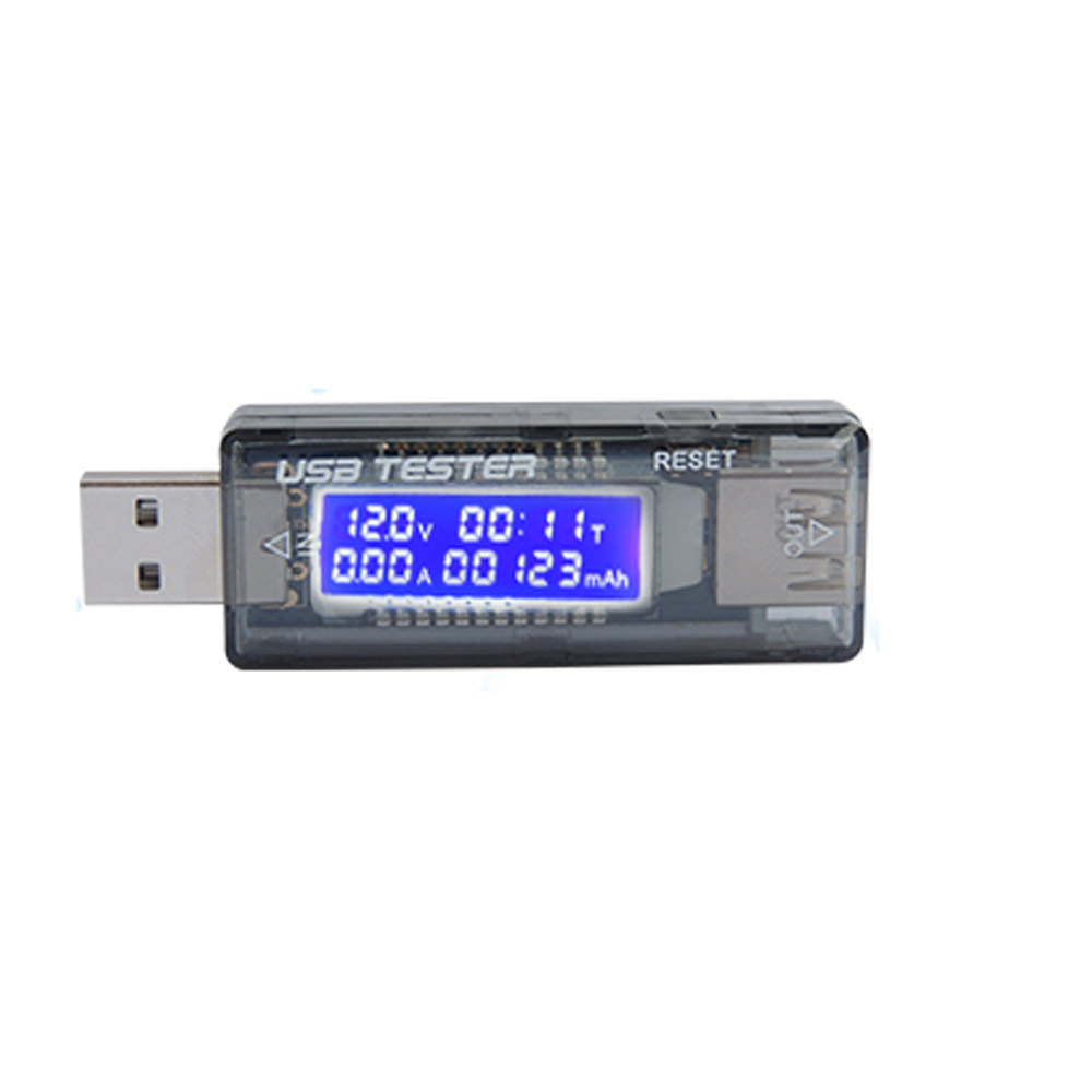 Тестеры аккумуляторов dc4-5v12v20v usb电流电压电池容量测试仪lcd显示屏黑色外壳0-3a
