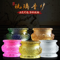Household glass relief lotus incense burner bamboo stick standing incense for Buddha incense offerings to incense burner Buddhist hall Buddhist supplies