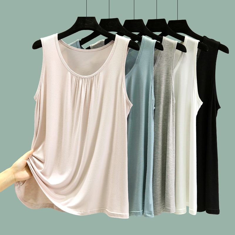 Modal Home Vest for Women, Summer Thin Style, Plus Size, Loose Sleeveless Top, Casual Round Neck Inner Wear Camisole Base Shirt