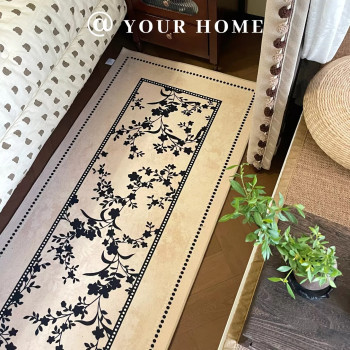 French light luxury atmosphere room long bedside carpet high-end thickened foot pad bedroom non-slip floor mat under the bed