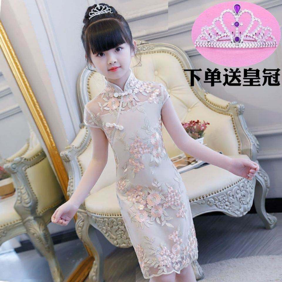 Children's princess skirt girl cheongsam summer dress little girl Chinese style Tang suit Hanfu cheongsam skirt female spring and summer