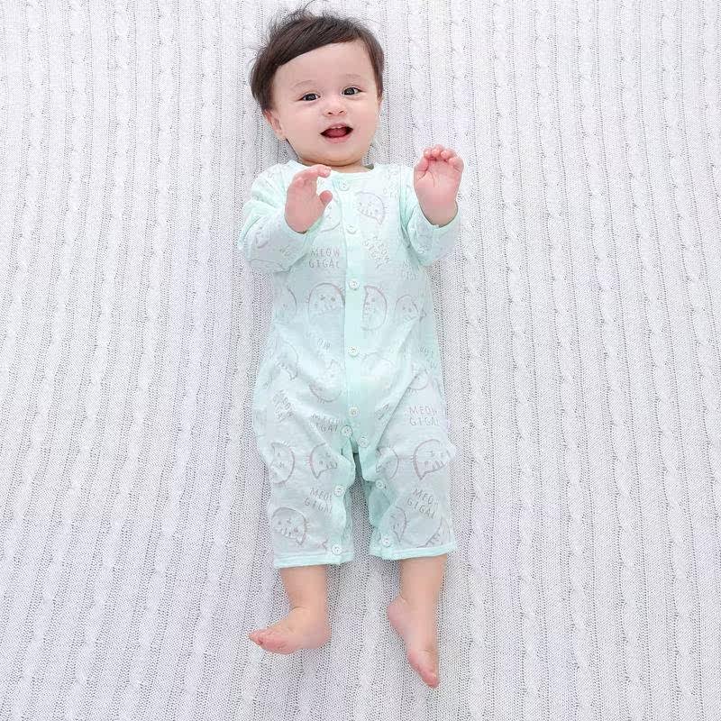 Baby jumpsuit summer men's and women's baby clothes thin section long-sleeved spring and autumn pajamas newborn air-conditioning clothes rompers