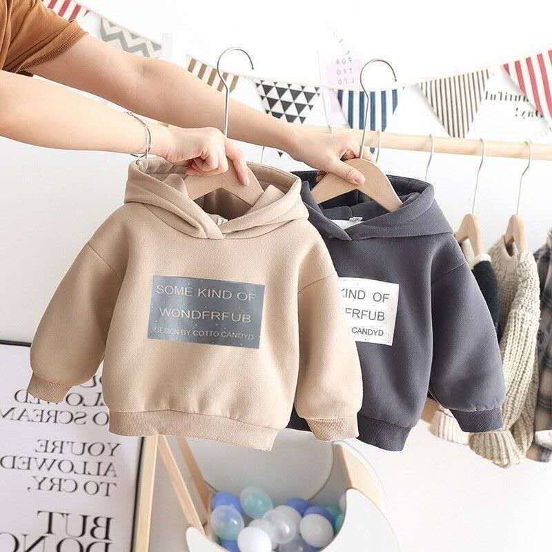 Boys sweater plus velvet thick winter warm children's clothing Korean version of the Western style top children's thickened hoodie trend