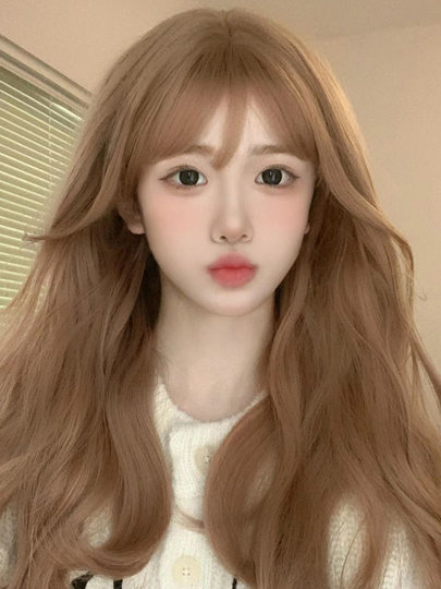 Wig female long hair Internet celebrity same style water ripple long curly hair sweet cute fluffy natural simulation full headgear style