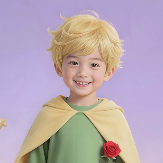 Little Prince cos children's wig boy short hair fashion handsome comic bangs daily performance full headgear style