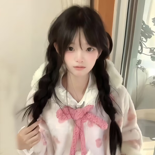 Braided Wig for Girls, Youthful Double Braids, Japanese Style, Age-Reducing, Realistic Long Hair, Everyday Sweet and Natural Full Head Wig Style