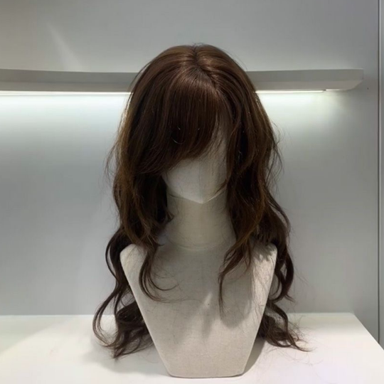 Wig for Women, Long Hair, Japanese Style, Vintage Side Bangs, Long Curly Hair, Fashionable High-Layered Lolita, Autumn and Winter, Everyday Full Wig