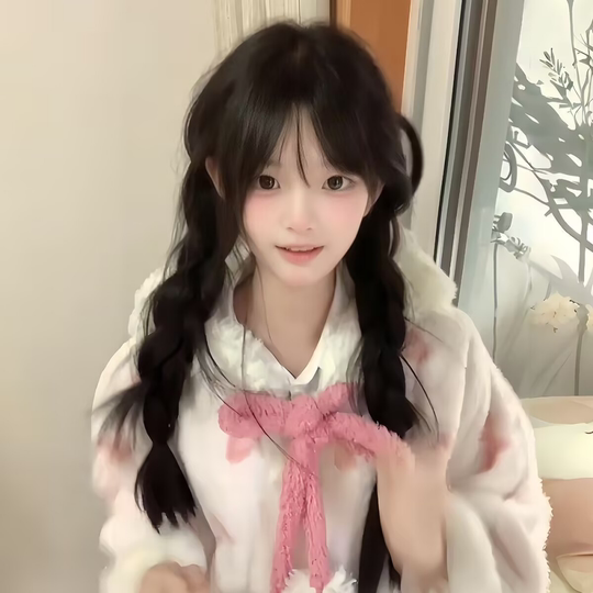 Braided Wig for Girls, Youthful Double Braids, Japanese Style, Age-Reducing, Realistic Long Hair, Everyday Sweet and Natural Full Head Wig Style