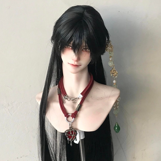Ancient Style Hanfu Cosplay for Young Men, Chinese Style Black Long Straight Hair, Everyday Cool and Refined Look, Realistic Full Wig