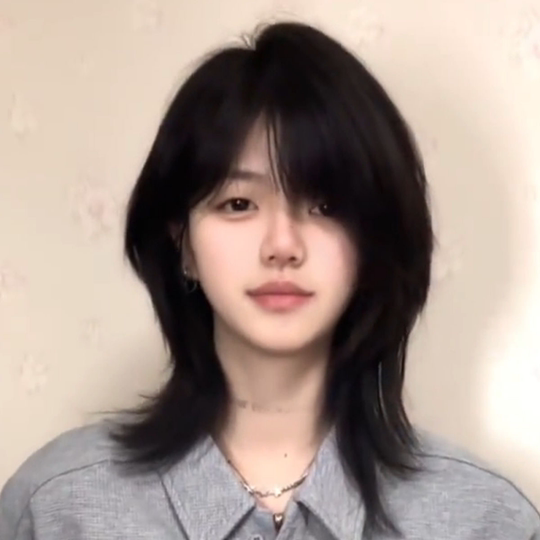 Wolf tail wig, unisex, medium and long hair, Japanese style, unisex style, mullet head, student, daily atmosphere, full headgear style