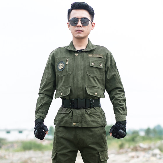 Pure cotton wear-resistant outdoor suit anti-scalding work clothes camouflage suit suit for men and women Chinese labor insurance military fans thickened and breathable