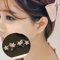 Back hanging earrings ear bone plate Korean version of cute flower earrings female 925 sterling silver needle student simple temperament anti-over