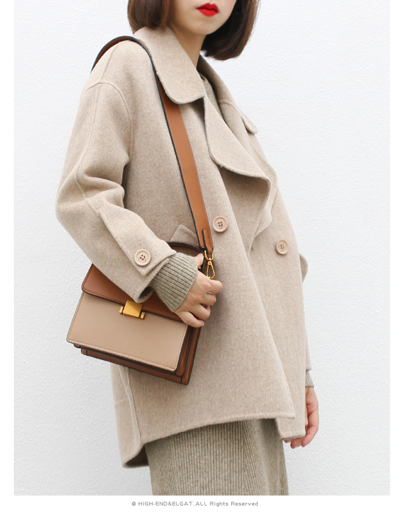 Áo chống rét mùa hai mặt áo len cashmere áo khoác nữ ngắn Áo khoác Hepburn nữ nhỏ nam áo khoác - Accentuated eo áo áo măng tô nữ dáng ngắn