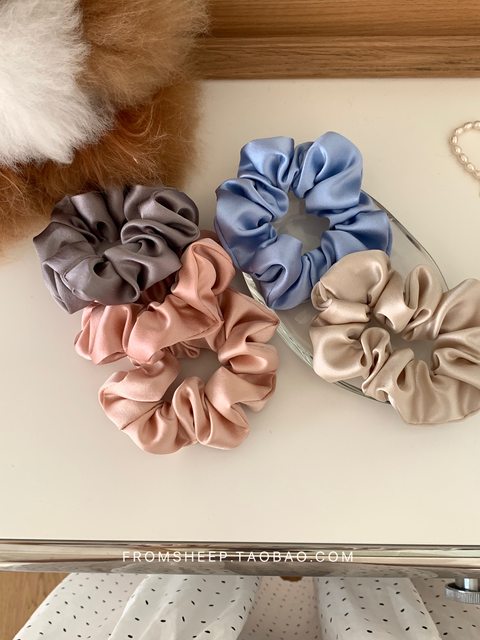 mone same style silk tie hair tie for women ສີສົ້ມ high-end pig intestine hair tie flower hair rope tied hair headband hair accessories