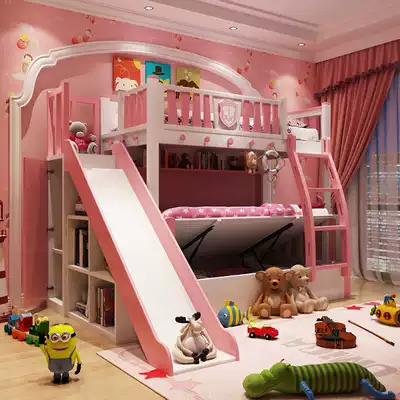 Solid wood children's bed Upper and lower bed Double bed High and low bed Mother and child bed Multi-function combination bed slide bed