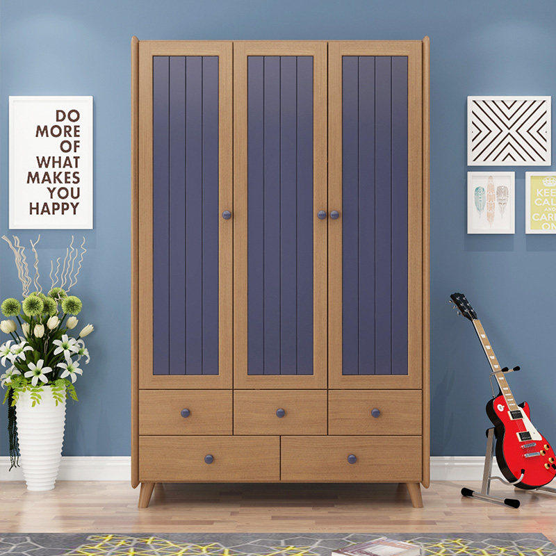 Solimu American Modern Wardrobe Two-door Three-door Push and Pull Cabinet for Children's Closet Closet for Closet