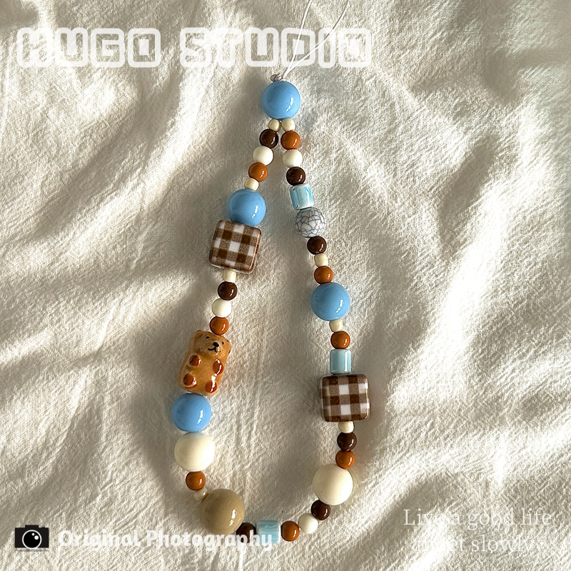 Hugo ins Ceramic Bear Beaded Phone Chain Ccd Camera Pendant Keychain USB Flash Drive Phone Case Lanyard Hugo ins Ceramic Bear Beaded Phone Chain Ccd Camera Pendant Keychain USB Flash Drive Phone Case Lanyard
