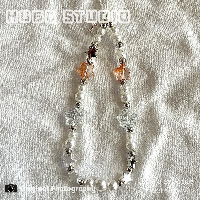 HUGO Instagram-style elegant star pearl beaded phone chain camera charm phone case lanyard high-end niche