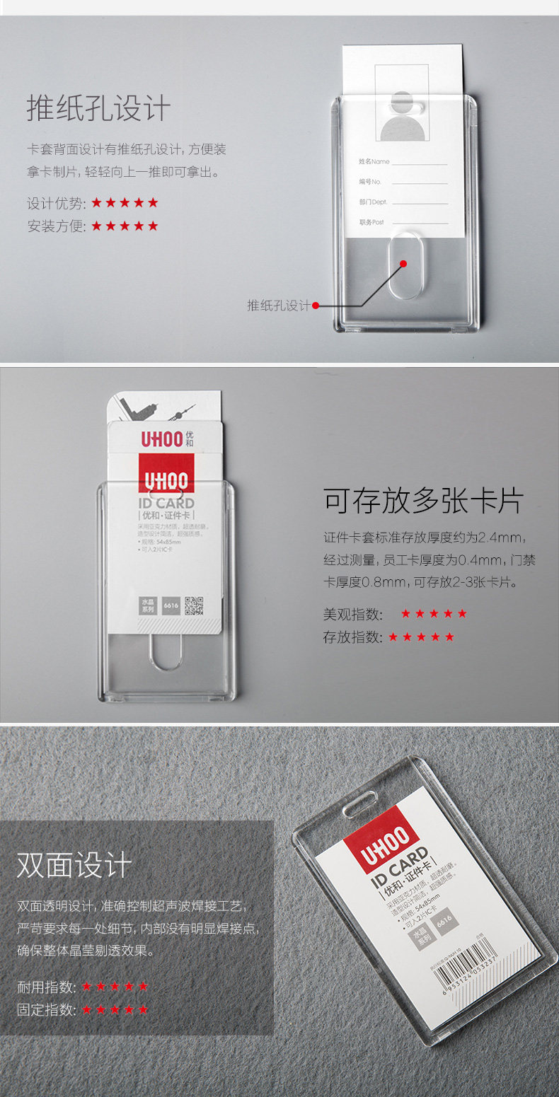 优和 水晶亚克力证件卡套 带挂绳 图7