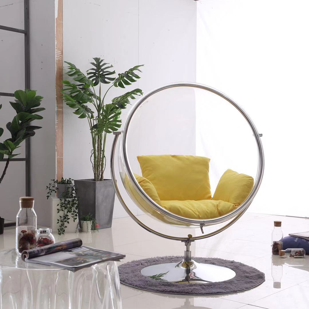 Translucent Bubble Chair SWING Hemisphere Chair Mesh Red Ball Hanging Chair Basket Spherical Space Chair Glass Chair Indoor outdoor