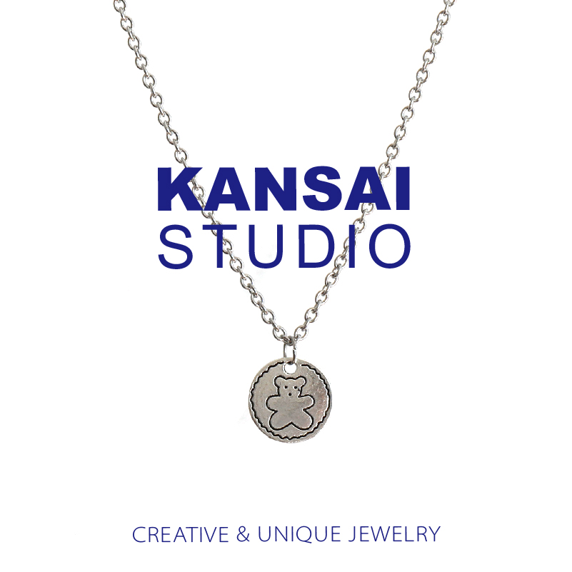 KANSAI bear round brand necklace earth cool steam wave couple sweater chain Bundy tide ins necklace