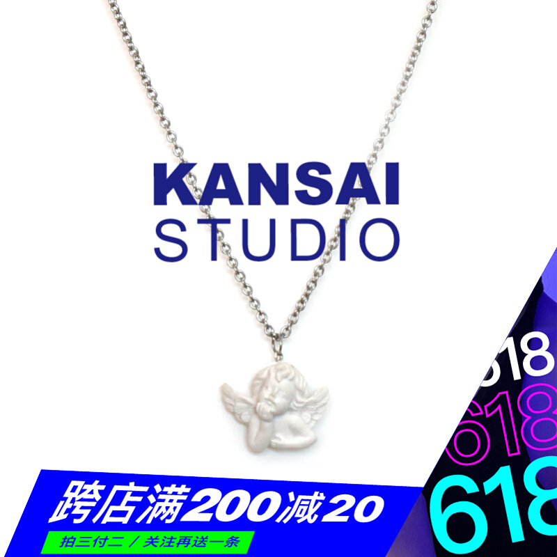 KANSAI HOMEMADE BAROQUE CUPID ANGEL EARTH COOL NECKLACE INSEX LUKEWARM PLASTER LOVERS SWEATER CHAIN