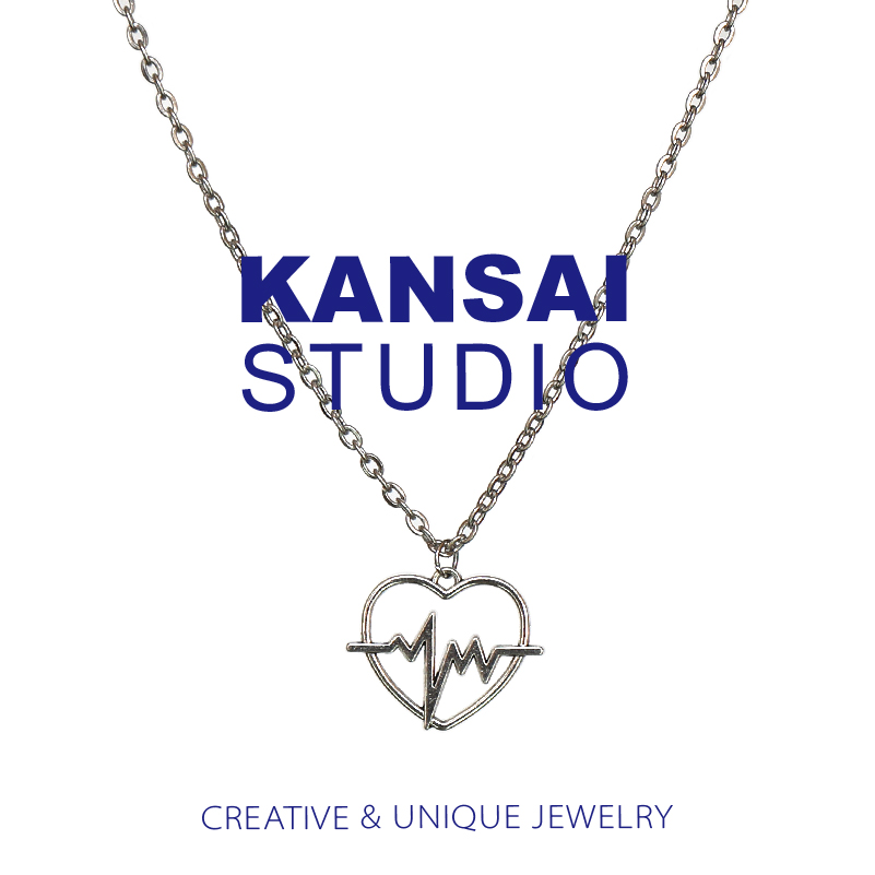 KANSAI homemade love jump electrocardiogram necklace simple Bundy earth cool couple pendant hip hop men and women sweater chain