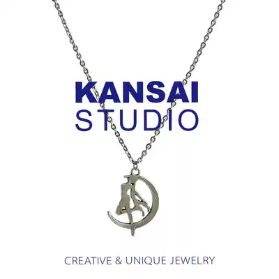 KANSAI homemade girl heart water ice moon beautiful girl warrior necklace Earth cool bungee ins tide pendant sweater