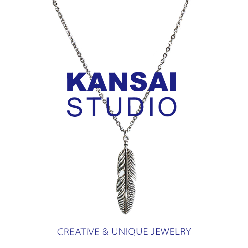 KANSAI homemade Home-cooked Trampoline Feather Necklace of European and American Ins Wind lovers punk hip hop pendant sweater chain-Taobao