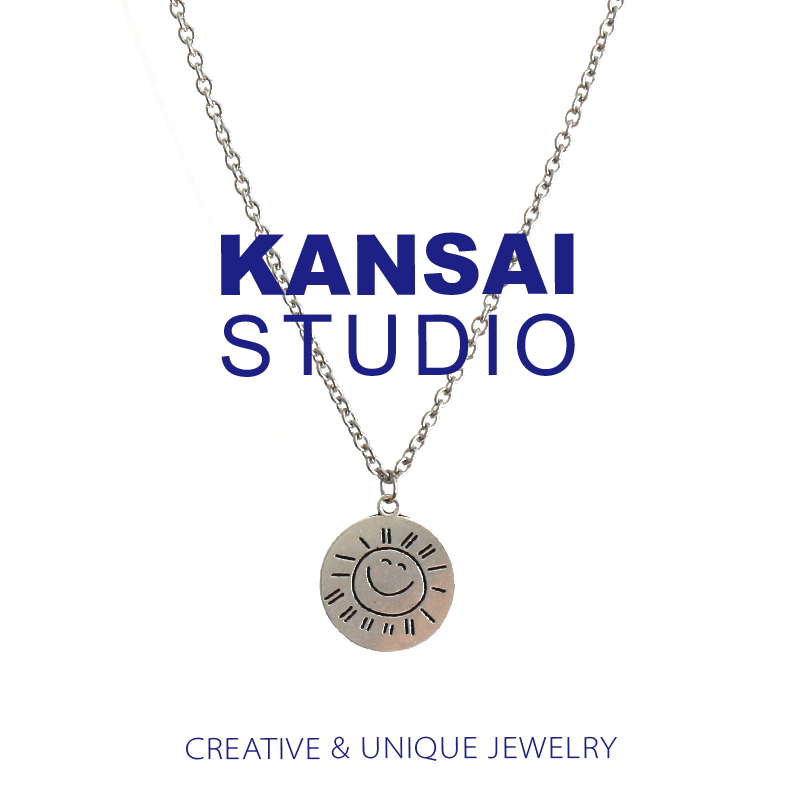 KANSAI You Are My Sunshine Earth cool local couple necklace ins tide smiley face sunshine sweater chain