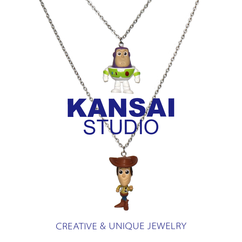 KANSAI homemade children's animated cartoon fun necklace ins earth cool bungy necklace cartoon pendant chain