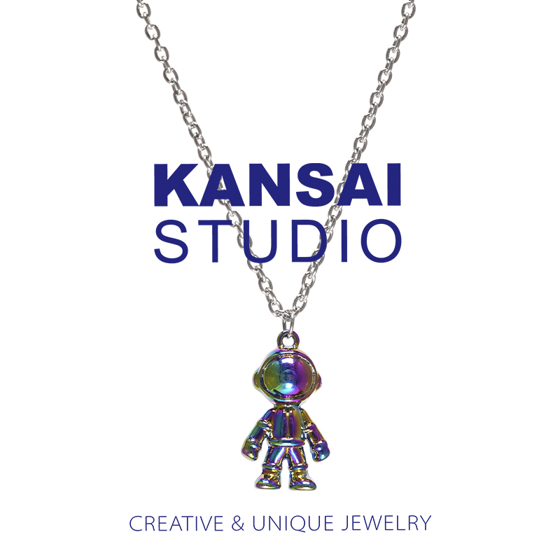 KANSAI homemade clay cool tramping astronaut necklace colorful men and women couples sweater sweater chain