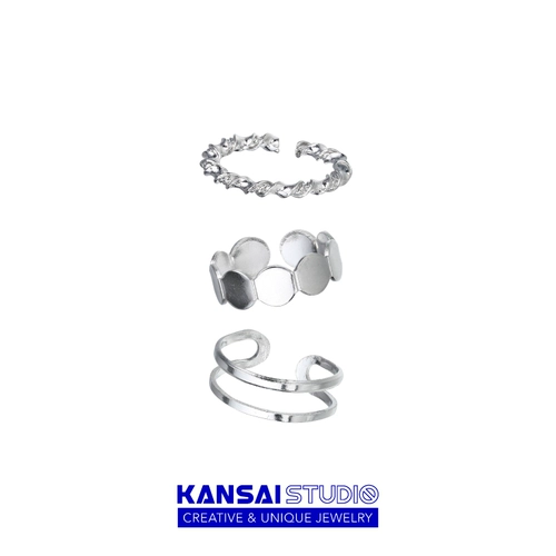 Серебряный комплект, небольшое дизайнерское кольцо для влюбленных, 3 предмета, коллекция 2022