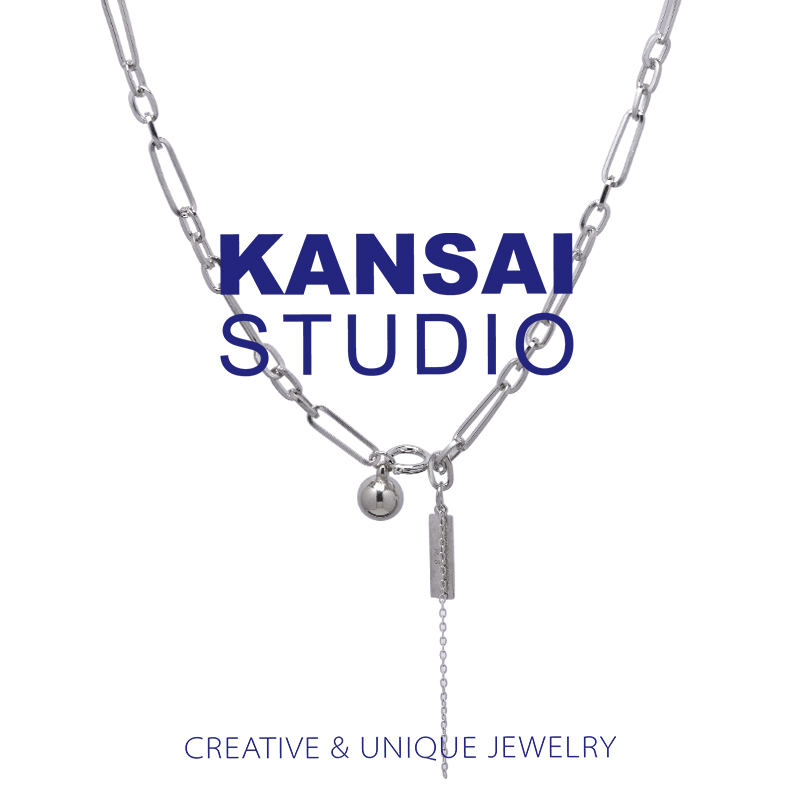 KANSAI Japan and South Korea cold wind metal ball pendant thick necklace ins trendy sweater chain niche design temperament - Taobao